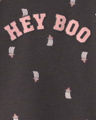 Toddler Girl Halloween 'Hey Boo' French Terry Pullover & Pant Set - Black