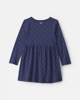 Toddler Girl Bow Long-Sleeve Dress - Navy Blue