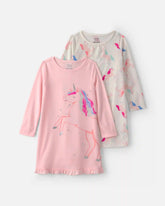 Girls 2-Pack Unicorn Loose Fit Night Gown - Pink