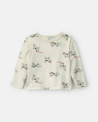 Toddler Girl Dog Long-Sleeve Top - Cream