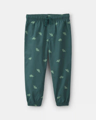Toddler Boy 2-Piece Dinosaur Fleece Hooded Top & Pant Set - Grey/Green