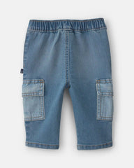 Baby Boy Straight-Leg Cargo Jeans - Medium Wash
