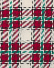 Kids 2-Piece Christmas Plaid 100% Cotton Snug Fit Pajama Set - Red/Green