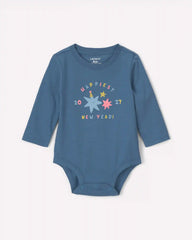 Baby 'Happiest New Year 2027' Long-Sleeve Graphic Bodysuit - Blue