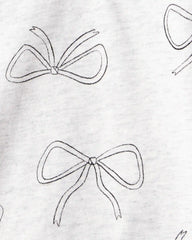 Girls Bow Print Long-Sleeve Top - Grey
