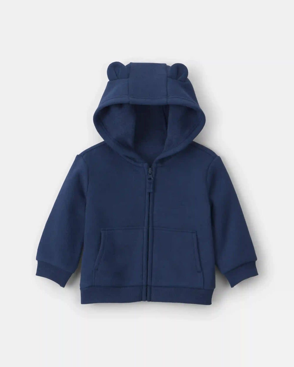 Baby Boy Bear Fleece Zip-Up Hoodie - Navy Blue