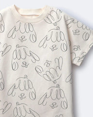 Toddler Dolman Tee in Dog Print - Cream