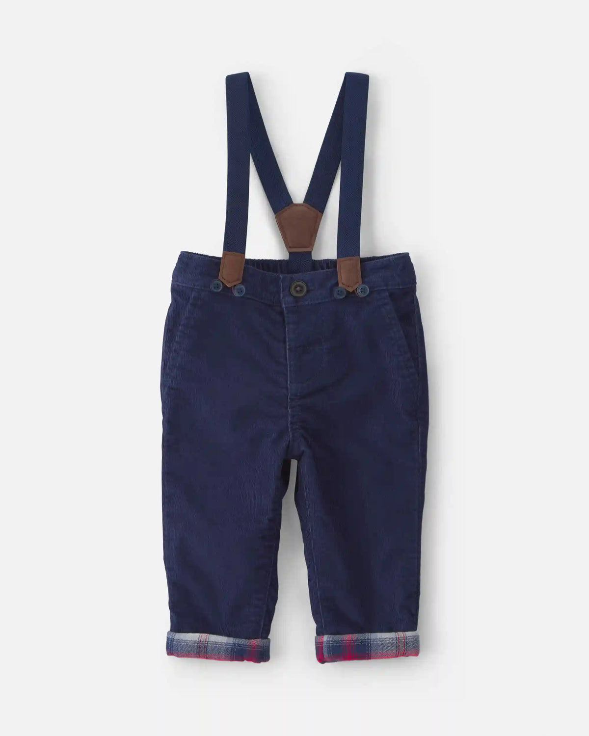 Baby Boy Corduroy Suspender Pants - Blue