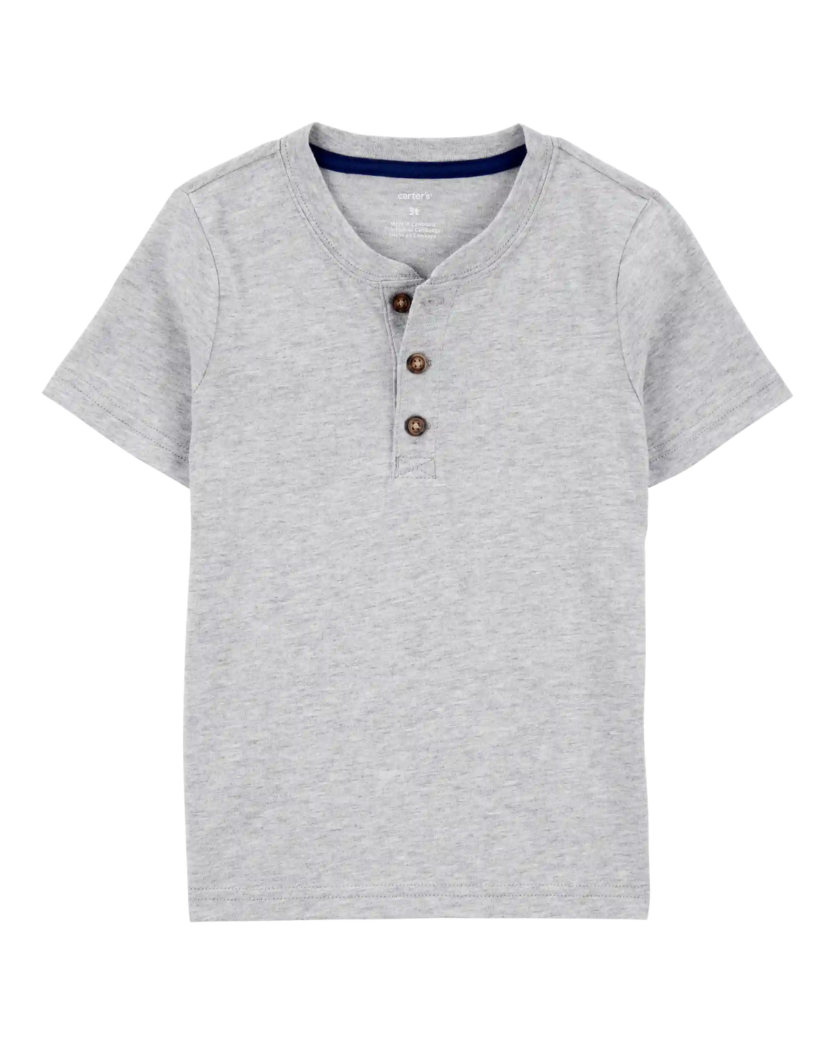 Baby Boy Short-Sleeve Henley Tee - Grey