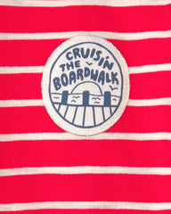 Baby Boy 2-Piece Striped T-Shirt & Shorts Set - Red/Khaki