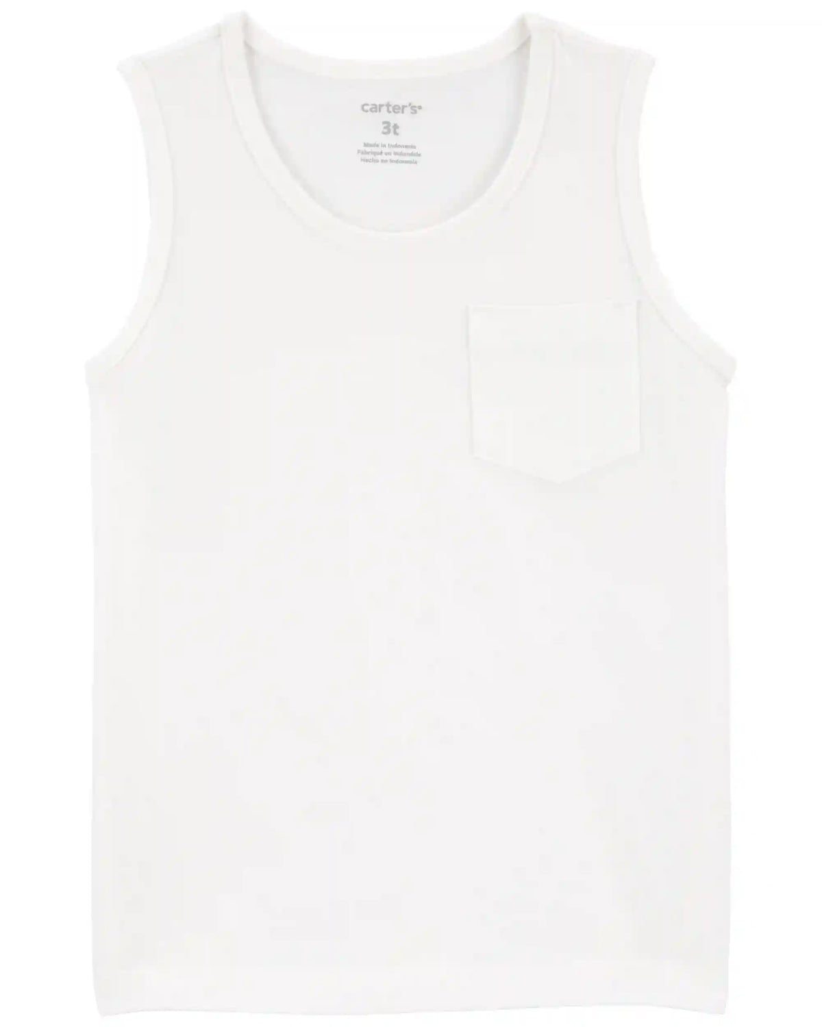 Toddler Boy Pocket Tank - White