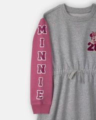 Girls Disney© Minnie Color Block Long-Sleeve Dress - Grey