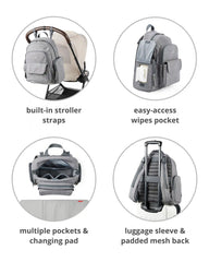 Luna Backpack Diaper Bag - Heather Grey