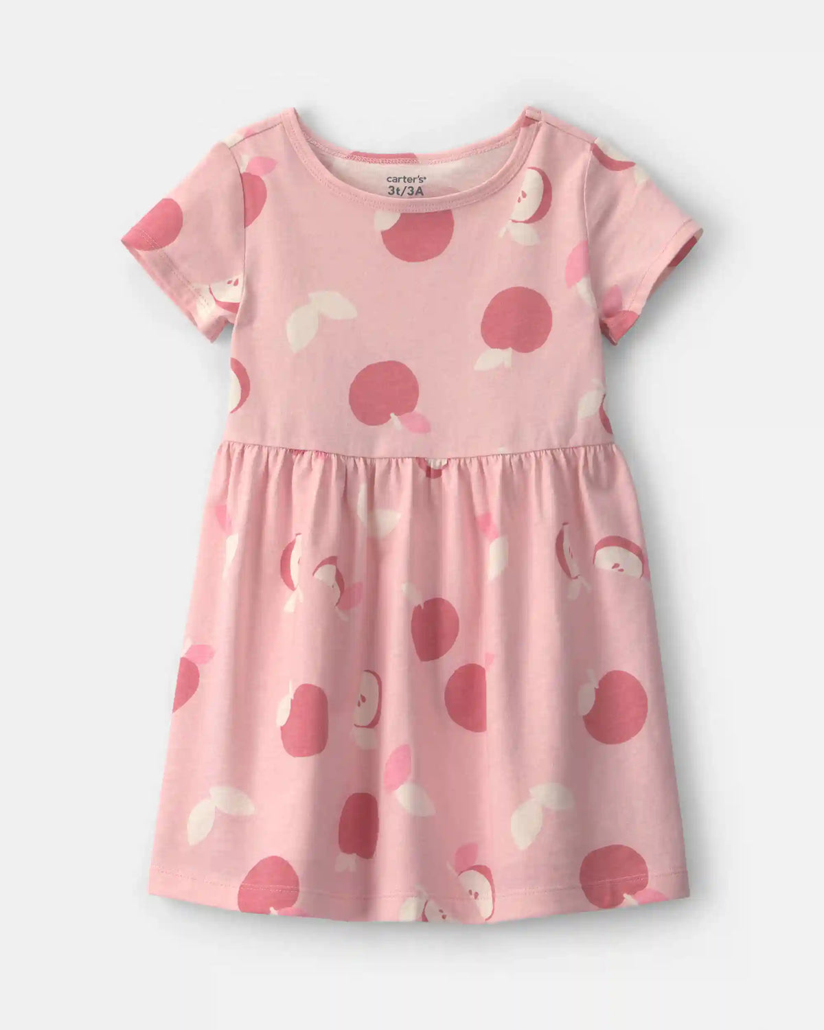 Toddler Girl Apple Short-Sleeve Dress - Pink