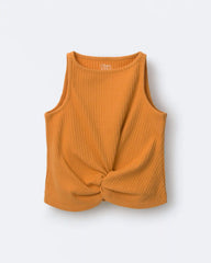 Toddler Girl Tie-Front Ribbed Tank - Golden Yellow