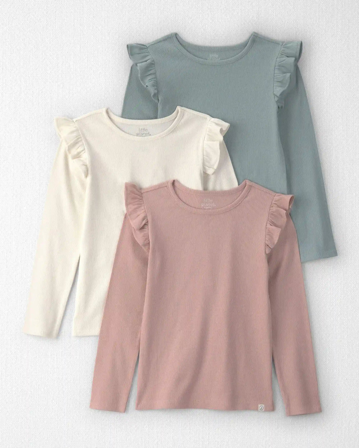 Girls 3-Pack Organic Cotton Rib Slim Fit Tops