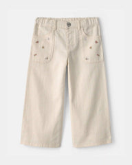 Toddler Girl Floral Twill Pants - Cream
