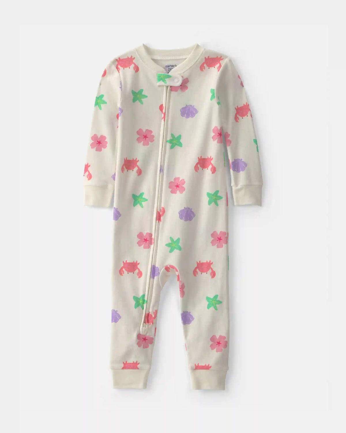 Toddler Girl Beach 100% Cotton 1-Piece Pajama - Cream
