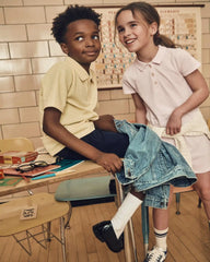 Girls Uniform Piqué Short-Sleeve Dress - Pink