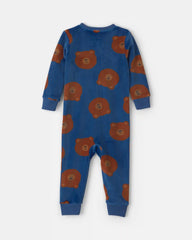 Baby Boy 1-Piece Bear 2-Way Zip DreamPlush Snug Fit Pajama - Navy Blue
