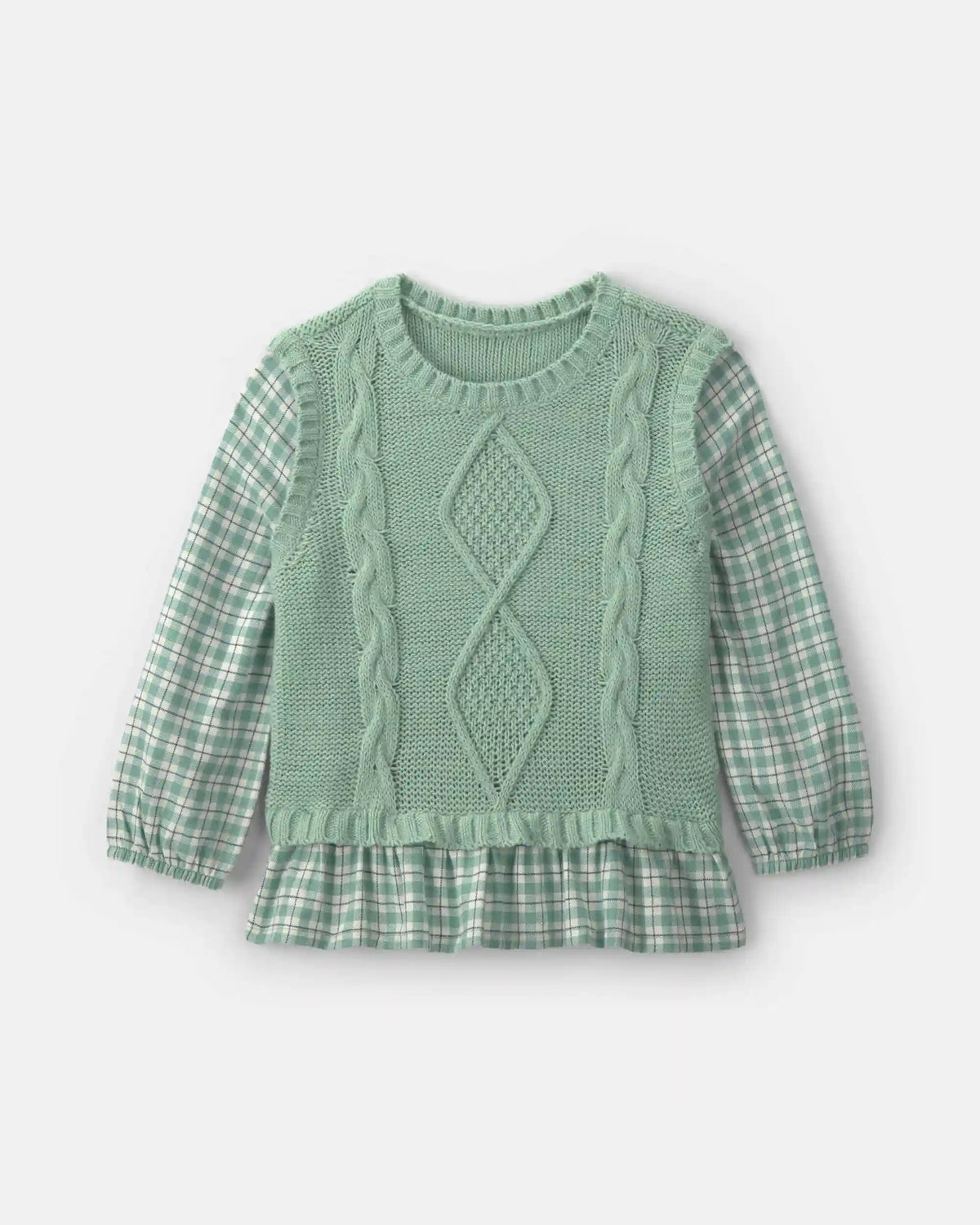 Toddler Girl Plaid Sweater Vest Top - Green