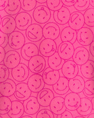 Girls Smiley Face Fleece Loose Fit Night Gown - Pink
