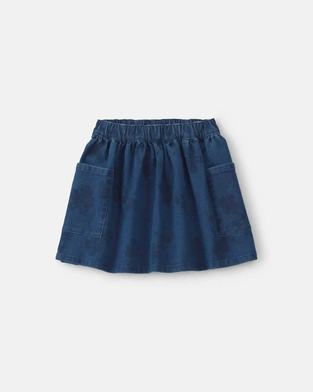 Girls Floral Denim Skirt - Medium Wash