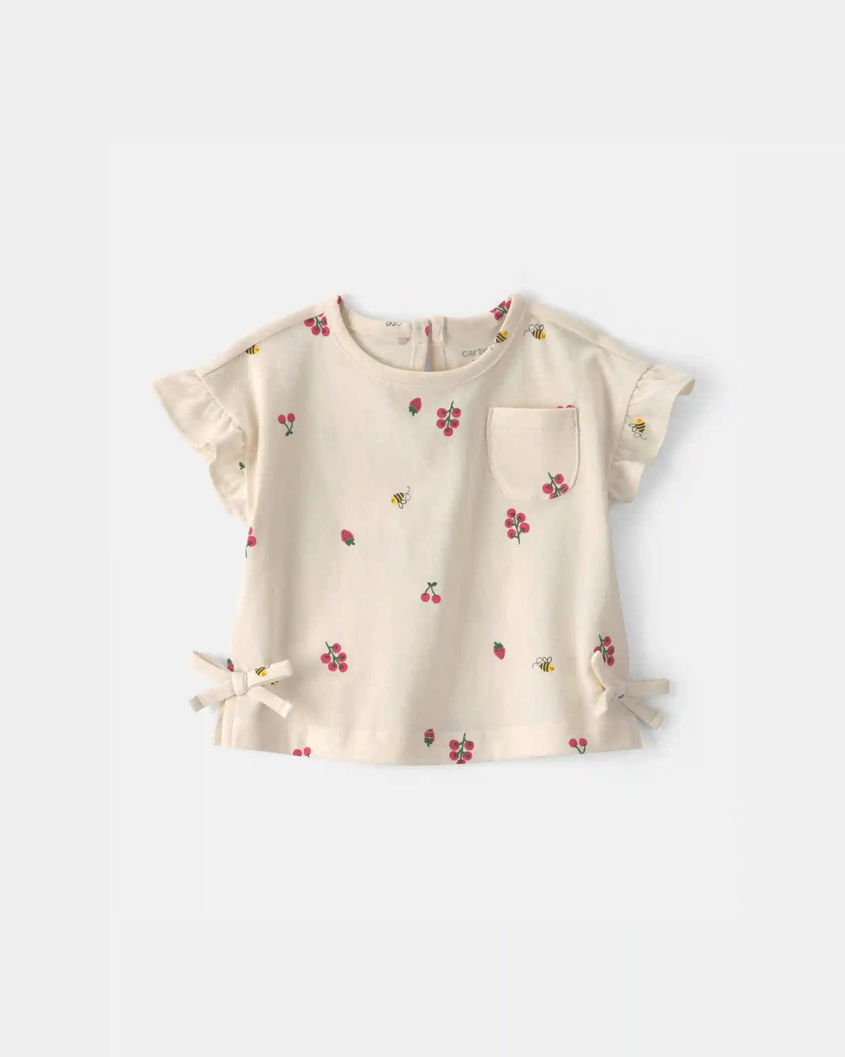 Baby Girl Floral Short-Sleeve Top - Cream