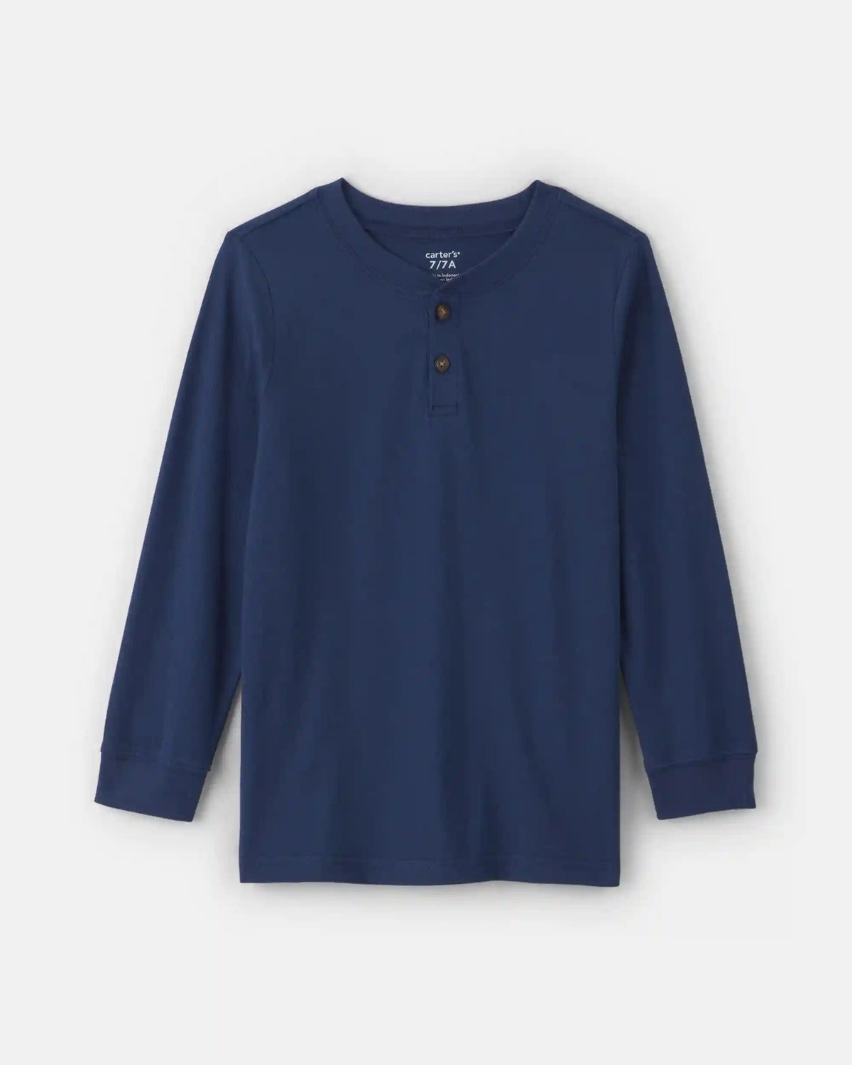 Boys Long-Sleeve Henley T-Shirt - Navy Blue