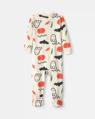 Baby Halloween Print 1-Piece Footed Pyjama - Cream