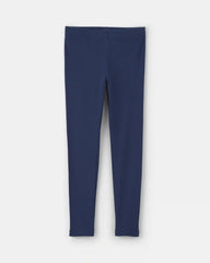 Girls Pull-On Stretch Rib Leggings - Navy Blue