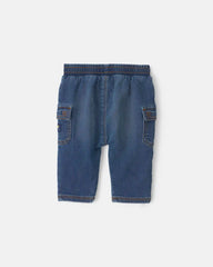 Baby Boy Denim Cargo Jeans - Medium Wash