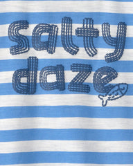 Toddler Boy 'Salty Daze' Striped Graphic Tee - Blue/Ivory