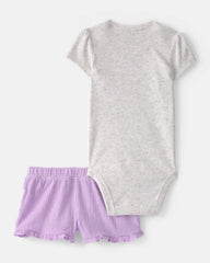 Baby Girl 3-Piece 'Mommy's Mini' Outfit Set - Purple/Grey