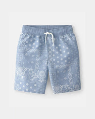 Boys Bandana Floral Swim Trunks - Blue