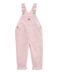 Toddler Knit Denim Hickory Stripe Overalls - Pink