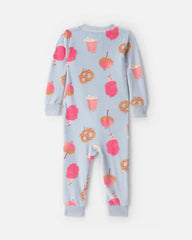 Toddler Girl 1-Piece Festival Treats DreamPlush Snug Fit Pajama - Blue