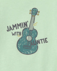 Baby Boy 'Jammin' With Auntie' Long-Sleeve Graphic Bodysuit - Green