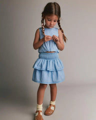 Toddler Girl Bubble Hem Top - Blue