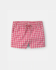 Baby Boy Gingham Poplin Shorts - Red