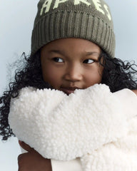 Toddler Let's Have Fun'  Sherpa Quarter-Zip Sweatshirt - Cream