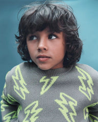 Boys Lightning Sweater - Grey