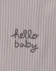 Baby 3-Pack 'Hello Baby' Bibs - Grey/Ivory