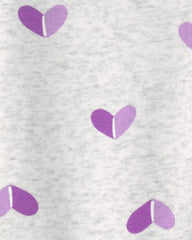 Girls Heart Fleece Pull-On Stretch Leggings - Grey/Purple