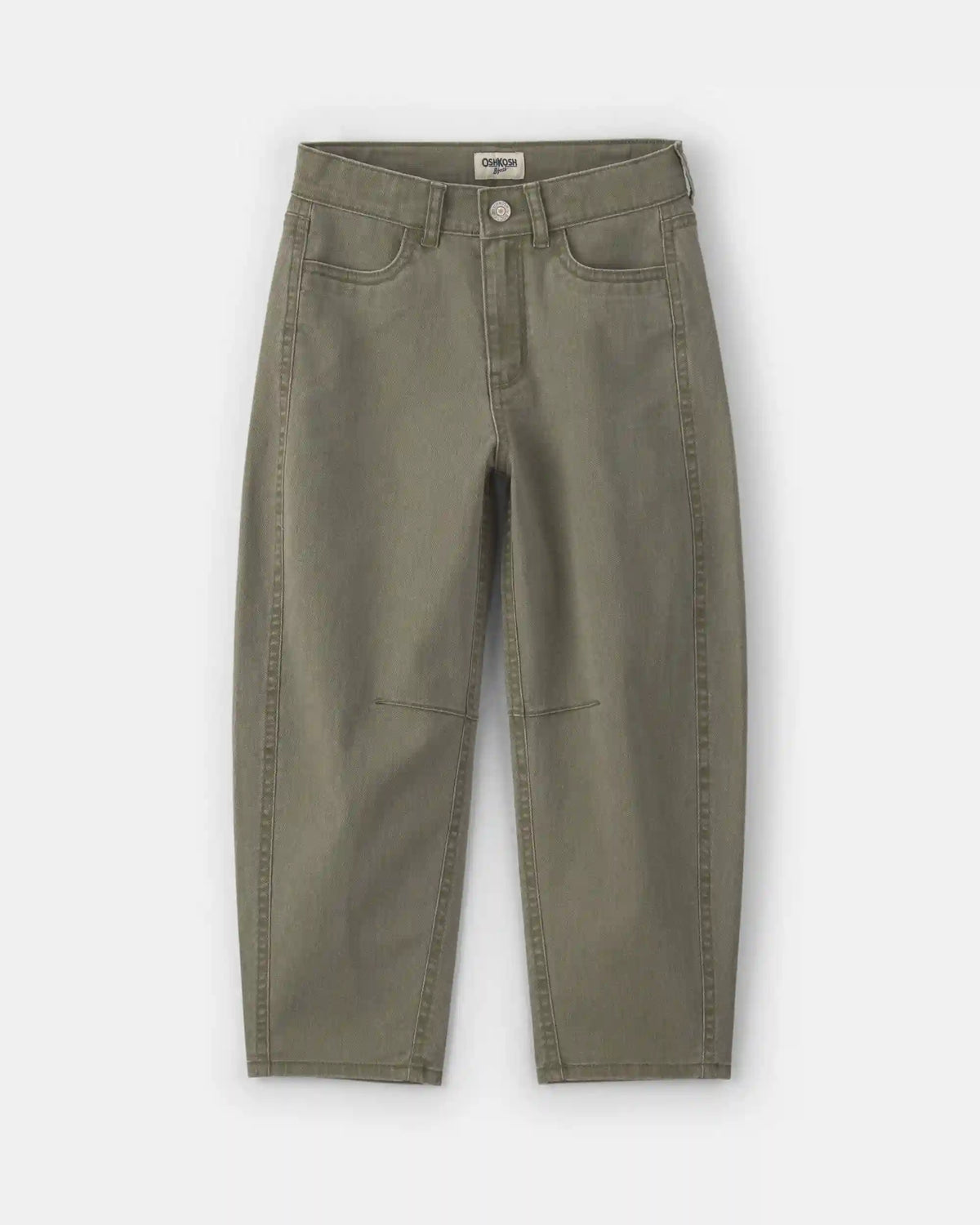 Girls Twill Barrel Jeans - Olive Green