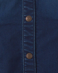 Girls Denim Button-Up Utility Dress - Dark Wash