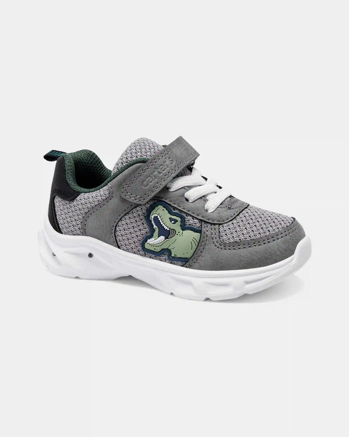 Toddler Boy Light-Up Dinosaur Athletic Sneakers - Grey/White