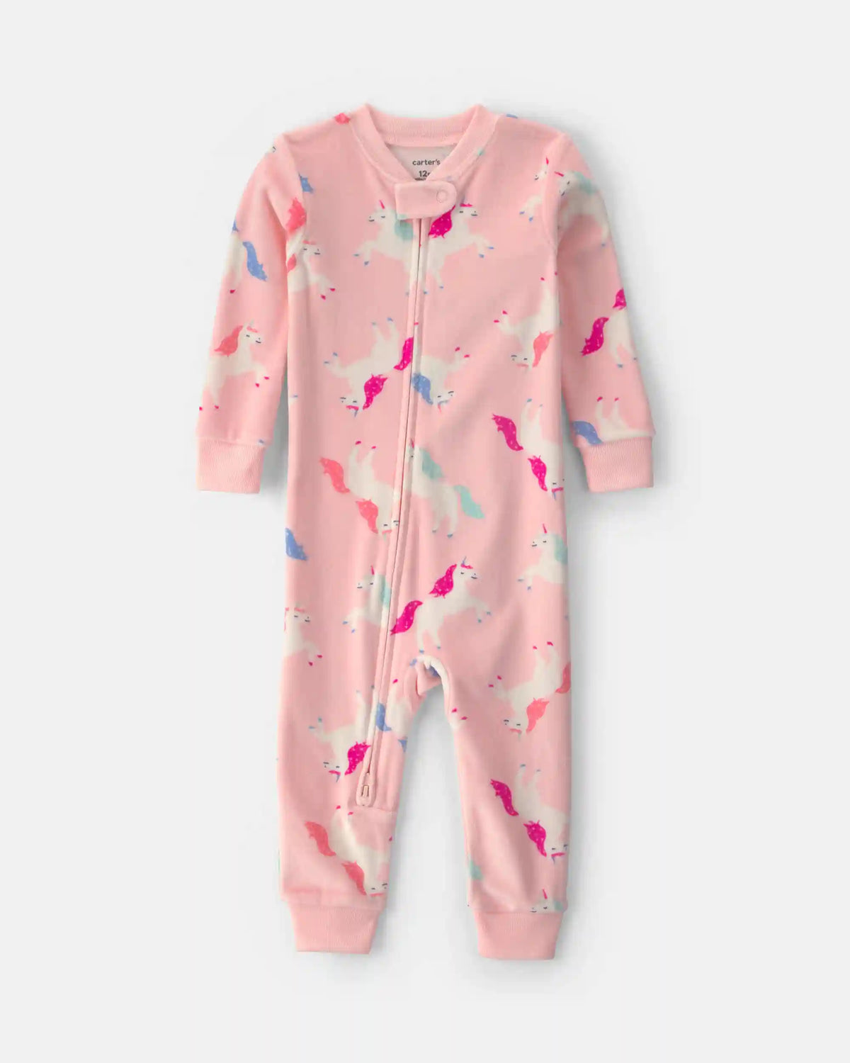 Baby Girl 1-Piece Unicorn 2-Way Zip DreamPlush Snug Fit Pajama - Pink