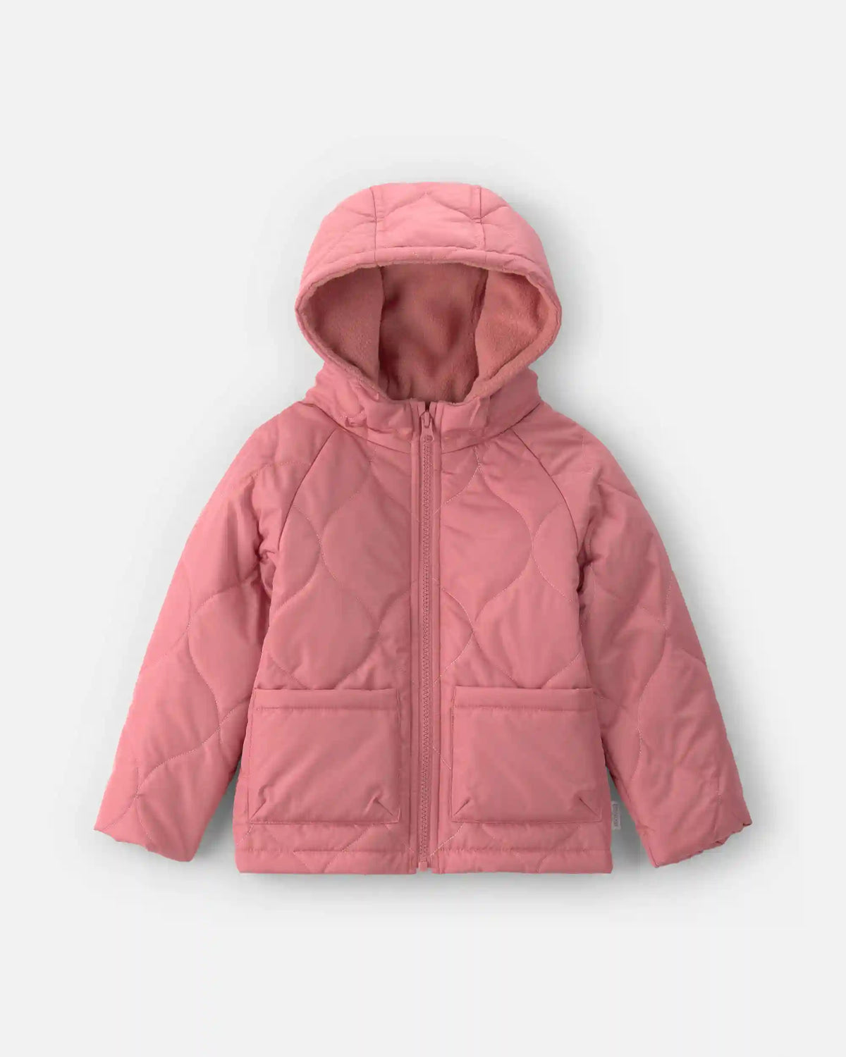 Toddler Girl Hooded Midweight Quilted Jacket - Pink