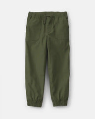 Boys Twill Joggers - Olive Green